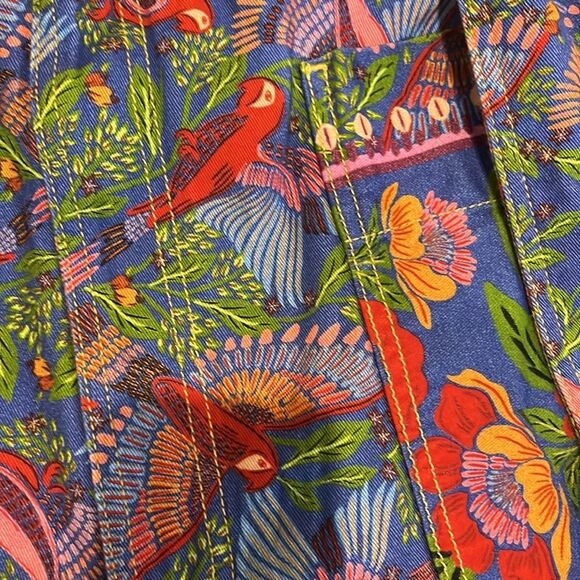 Farm Rio Macaw Flight Belted Pants In Blue In Multi - Picture 4 of 6
